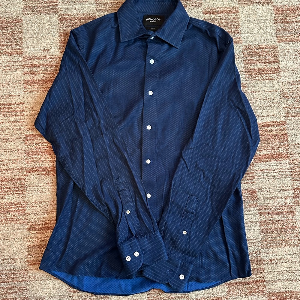 Bonobos Men's Navy Blue Slim Fit Dress Shirt